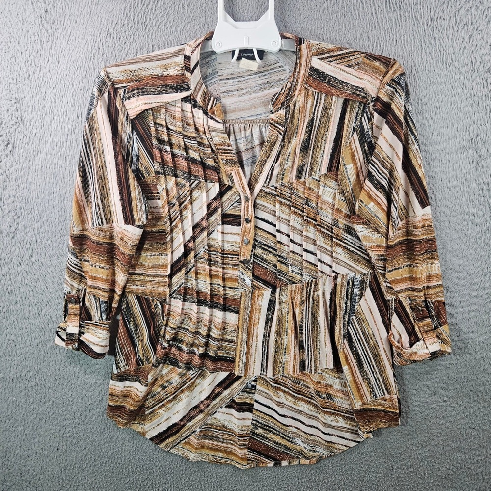 Cocomo Box Women Abstract Print Pleated Tunic Top Blouse Size S